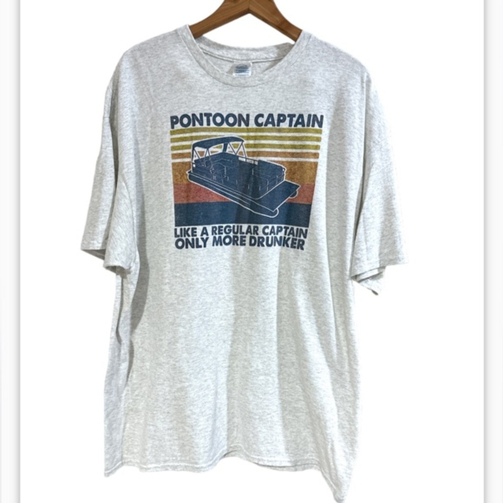 Men’s 2XL Pontoon‎ Boat Tshirt heather grey short sleeve NWOT (1871)
